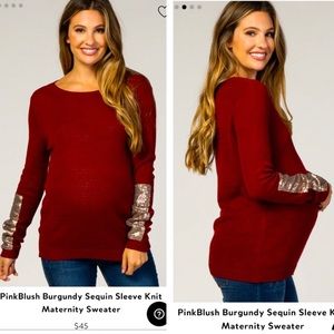 Pinkblush Sequin Sleeve Knit Maternity Sweater